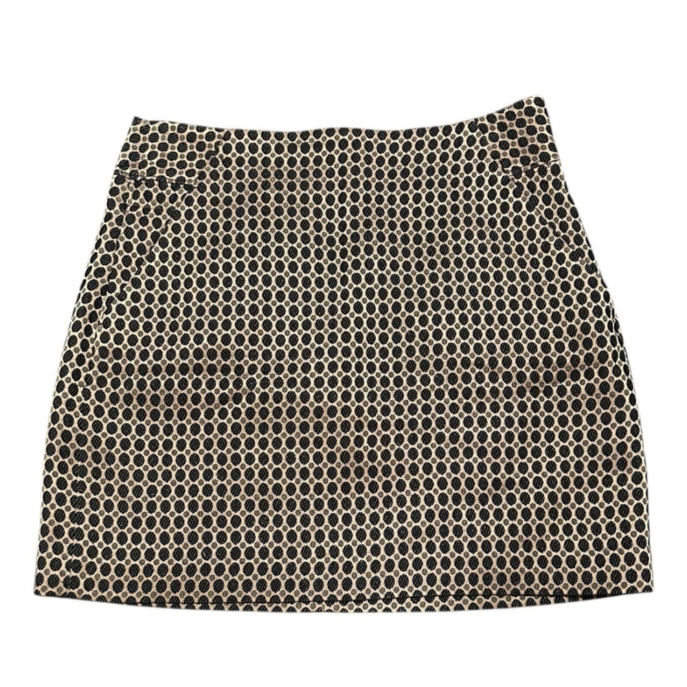 Ann Taylor Loft Skirt Mini Pencil Pockets Gold Copper Polka Dots Size 8 Career